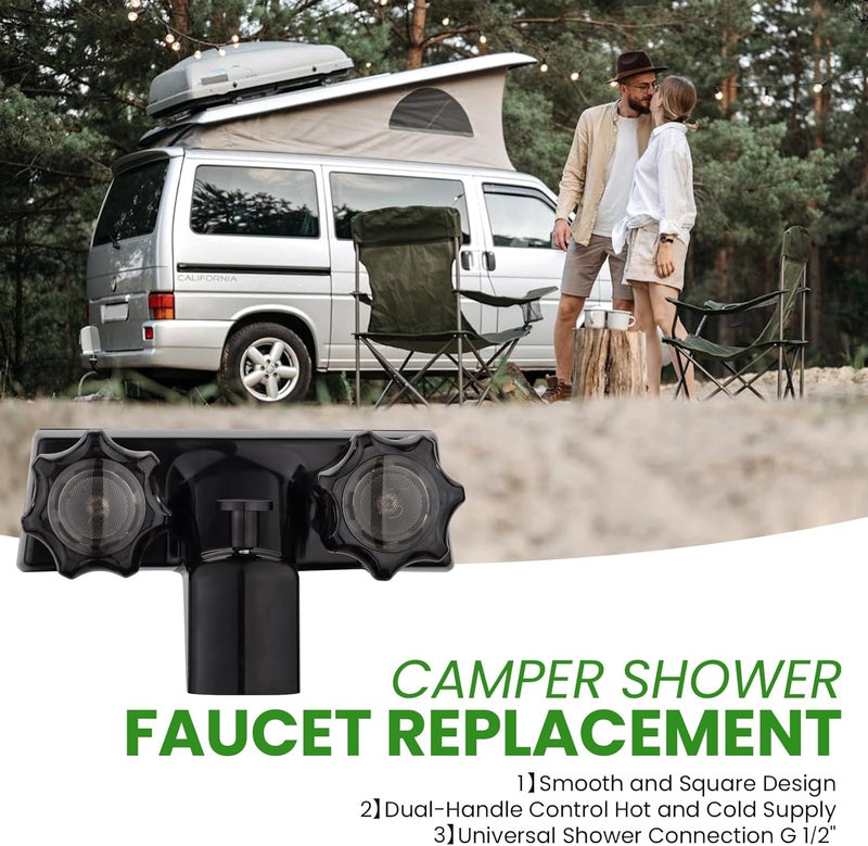 gcbcrit RV Shower Faucet, RV Bathtub Faucet with Shower Diverter, 4” Shower Valve Diverter Assembly Kit, Camper Shower Faucet, RV Shower Valve for RV Camper Van Travel Trailer Motorhome (Black) - Image 3